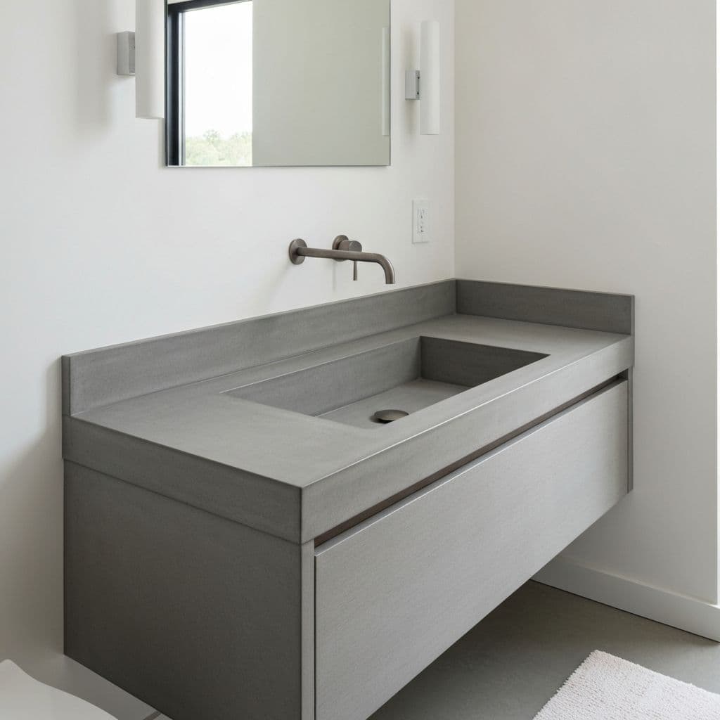 Custom concrete bathroom vanity